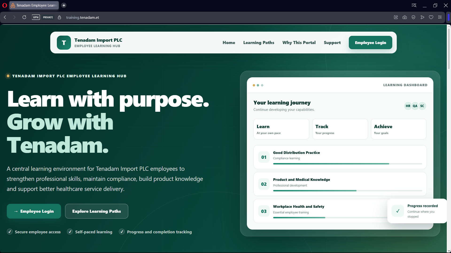Corporate Website Design for Tenadam